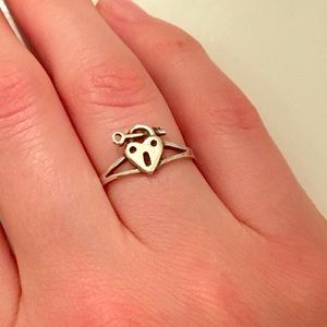 Sterling Silver Lock and Key Heart Ring Size 5